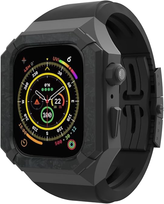 RACINGPREMIUM Exclusive X series custom AppleWatch 44/45mm fluororubber wristband+stainless steel titanium alloy case, suitable for iWatch S4/SE/S5/S6/S7/S8/S9