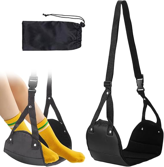 Airplane Foot Rest – Portable Adjustable Foot Hammock for Travel, Comfortable Foot Support for Flights and Road Trips