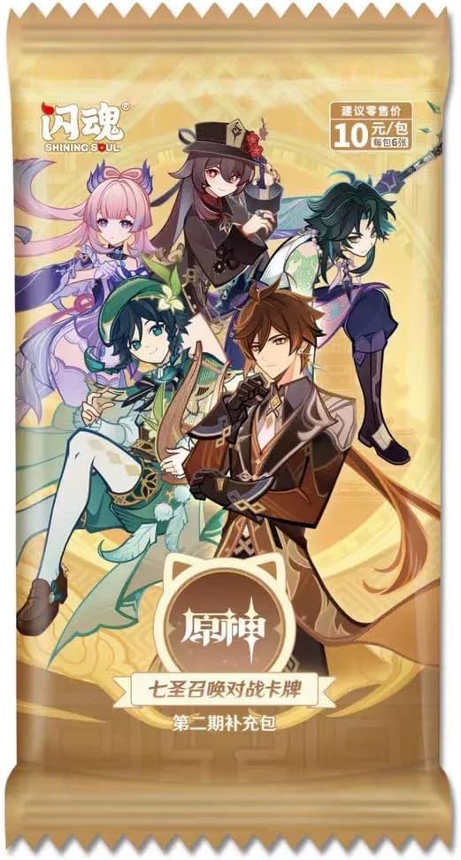 Genshin Seven Seishi Summon Expansion Pack Vol. 2, 1 Pack (Pack of 6), Booster Pack, Game Surroundings, Genshin Impact Official Goods