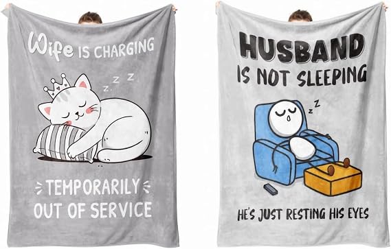 Funny Wife Blanket Gray + Husband Blanket, 60" 50