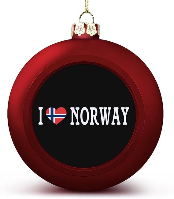 I Love Norway Ball Ornament Norway Hanging Ornaments Keepsake Souvenir Christmas Tree Seasonal Holiday Decoration