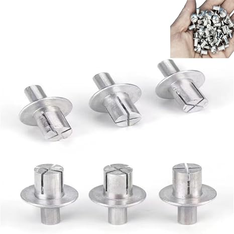 50Pcs Hammer Drive Rivets, Aluminum Core Rivets with Round Head, Knock Type Expansion,for Mechanical Equipment,Household (Silver)