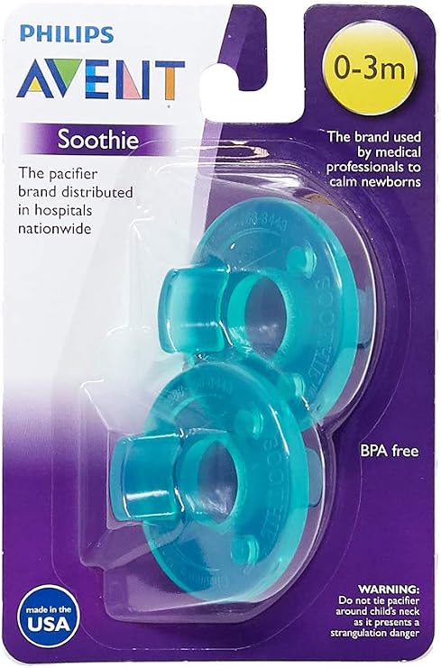 Philips 2 Pack AVENT Soothie Pacifier, Green, 0-3 Months