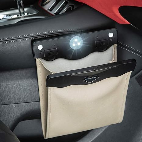 Smart LED Car Trash Can Garbage Bag Passenger Side Back Seat Hanging