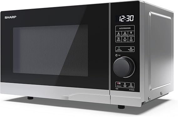 SHARP YC-PS204AU-S Compact 20 Litre 700W Digital Microwave, 10 power levels, ECO Mode, defrost function, LED cavity light - Silver