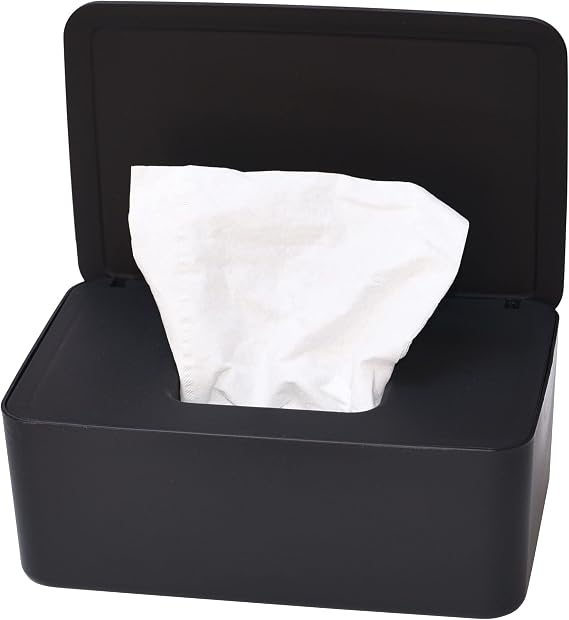 Diaper Wipes Dispenser, Tissue Storage Box Case (Black)