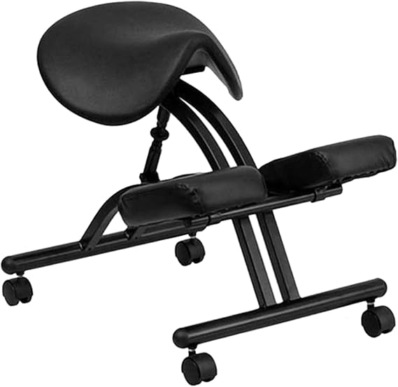 Kneeling Chair with Back Support Kneeling Chair, Posture Correcting Chair with Angled Seat,Black