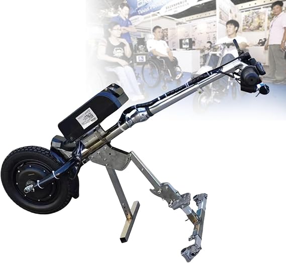 Electric Handcycle Attachment for Wheelchair, 3-Speed Control, 48V 17Ah Battery, Lightweight All-Terrain, Easy Installation, Foldable, Power Assist for Disabled,A