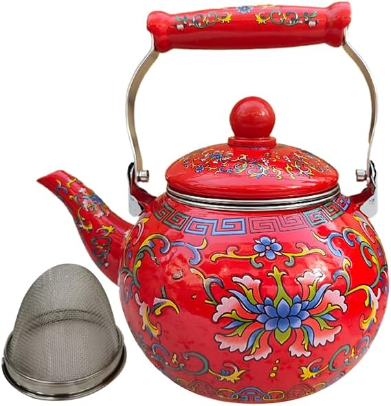 DOITOOL Enamel Tea Kettle Thickened Pot 2.2L Stovetop Kettle for Household Boiling Water Flower Tea Pot Lightweight