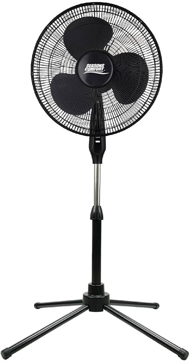 Seasons Comfort 18" Pedestal Fan, Oscillating, Adjustable Height, 3 Speed