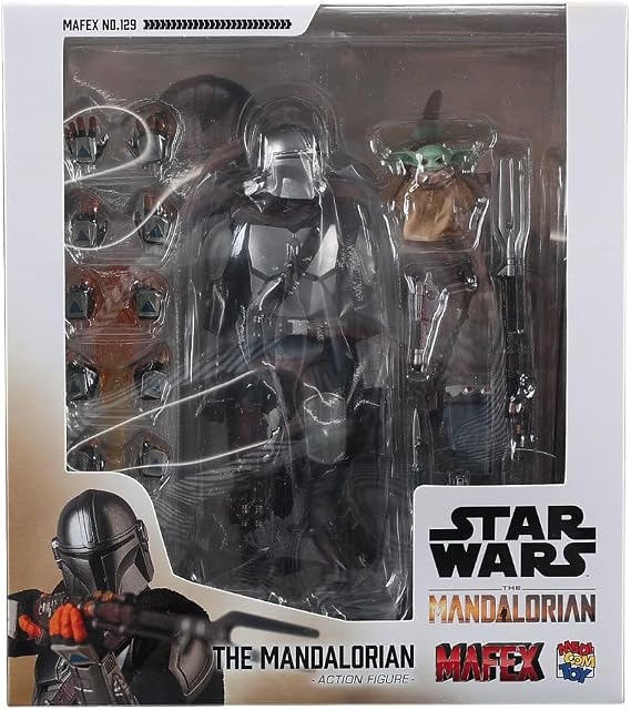 MAFEX No.129 The Mandalorian Action Figure, Total Height Approx. 6.3 inches 160 mm, Painted