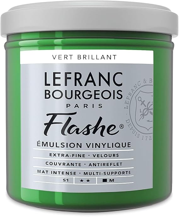 Lefranc Bourgeois Flashe Vinyl Paint - Brilliant Green, 125 ml jar
