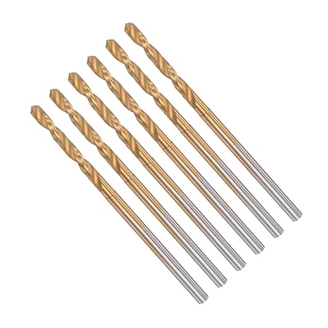 6-Pieces Twist Drill Bits 2.2mm Cutting Diameter 0.09" Shank 49.5mm L