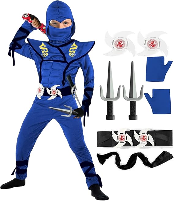 Ninja Costume Set for Kids Boy Halloween Cosplay Ninja Costumes Dragon Ninjas Muscle Costume