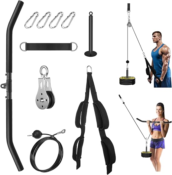 Cable Pulley System Home Gym, Lat Pull Down Pulley System Cable Machine Attachments for LAT Pull Down, Arm Back Shoulder Workout