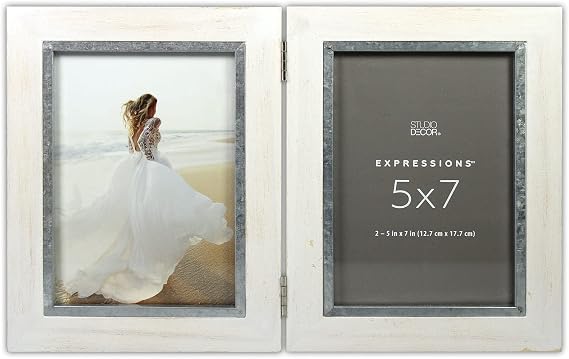 Studio Decor Expressions 2 Opening 5" x 7" White Hinged Collage Frame