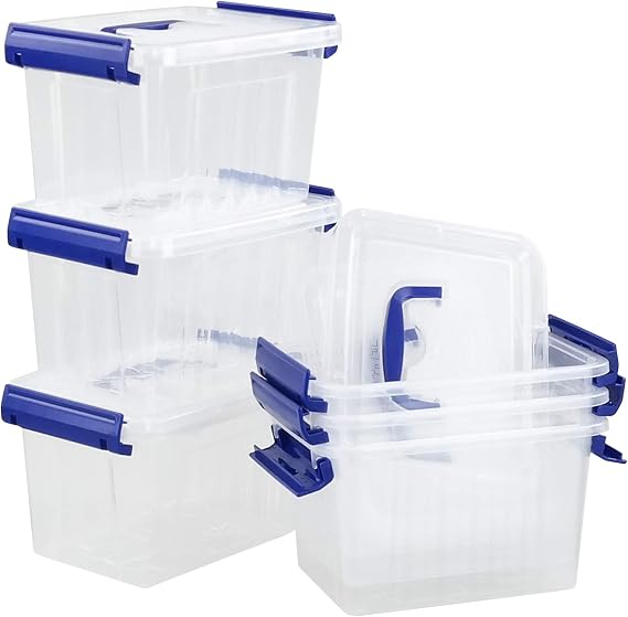 Plastic Storage Boxes with Lids, Plastic Container Box Set of 6