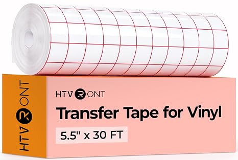 HTVRONT Transfer Tape for Vinyl, 5.5" x 30 FT, Red Alignment Grid | Compatible with Cricut Joy Machine, Easy to Transfer, Medium Tack, Transfer Paper, For Decals Signs Windows Stickers