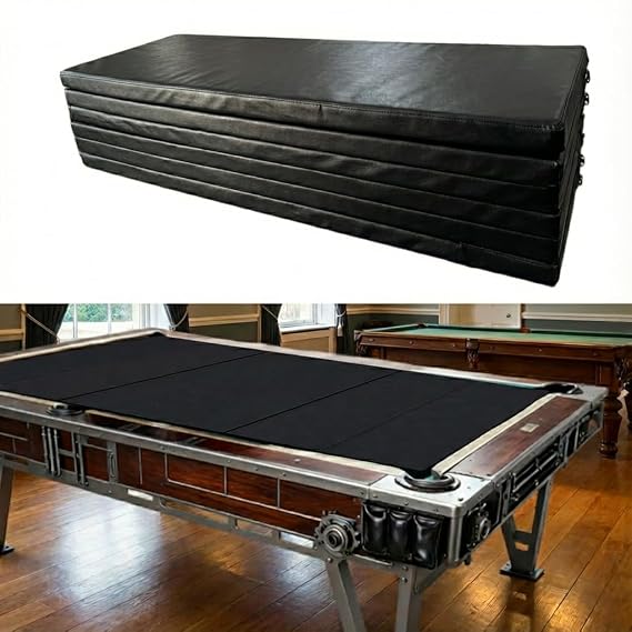 8ft Pool Table Insert - Convertible Foldable Top Transforms to Dining & Game Table, Billiard Table Cover with Waterproof Leather(Black)