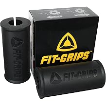 Core Prodigy Fit Grips - Thick Grip Training Adapter for Fat Bar, Weightlifting, Barbell and Dumbbells Black, 2"
