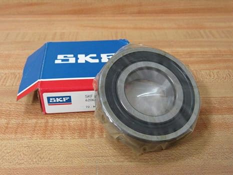 SKF 6206-2RSJEM 11, 16MM Wide, 20, 200 NM Static Capacity, 300 NM Dynamic Capacity, 30MM BORE, 62MM OD, DEEP Groove Radial Ball Bearing, Double Seal, Round BORE, Single Row