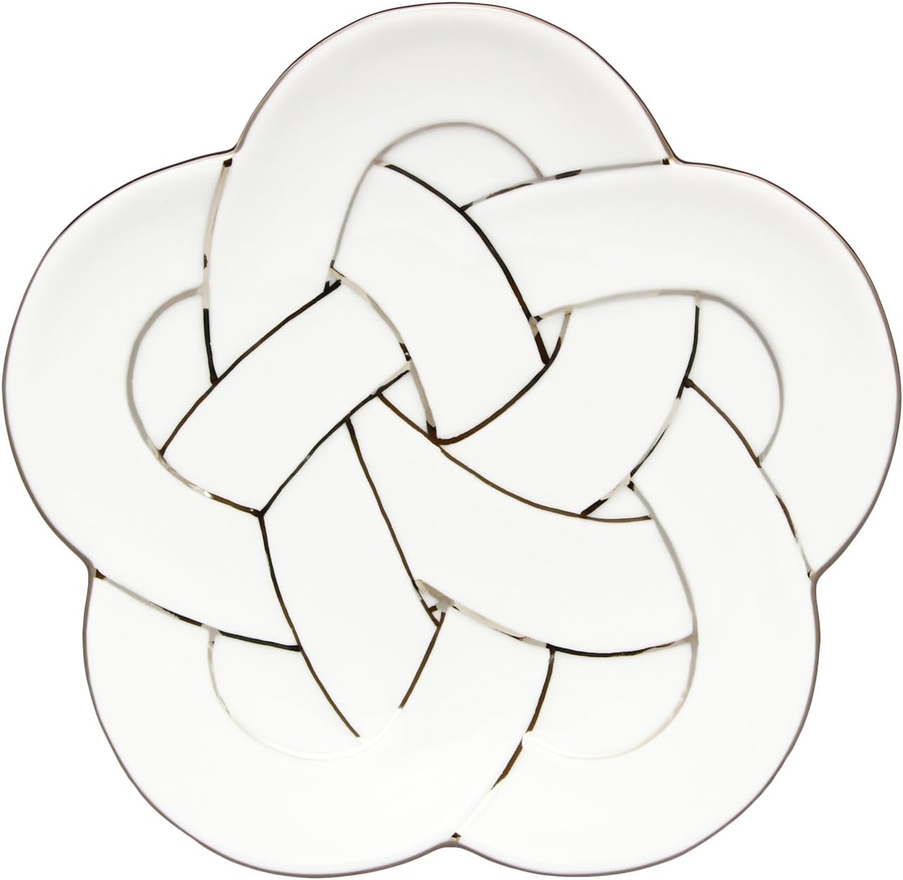 24to3 Nishitomi Arita Ware Dish, Kiyo Kiln Plum Knot Individual Plate, Plate, Dish, Diameter Approx. 5.9 inches 15 cm, Platinum, Christmas, New Year, New Years Day, Dinnerware, Made in Japan
