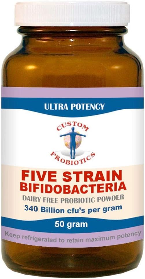 Five Strain Bifidobacteria Probiotic Powder by Custom Probiotics (50 gram)