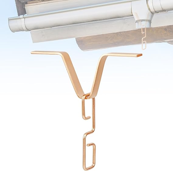 Rain Chain Gutters Adapter Clip - V Shaped Hook Hanger Garden Rain Catcher System, Water Diverter Accessories (1 PCS, Brown)