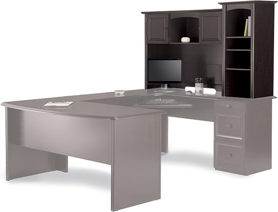 Realspace Broadstreet 65" W Hutch for U-Shaped Desk, Walnut