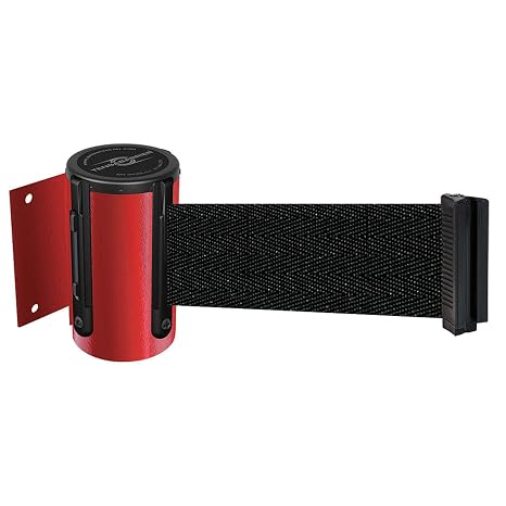 896-STD-21-MAX-NO-B9X-C Standard Mount Wall Unit with Standard Belt End, 2" Wide, 13' L Black Belt, 4.5" H, 2.75" L, 3.75" W, Red