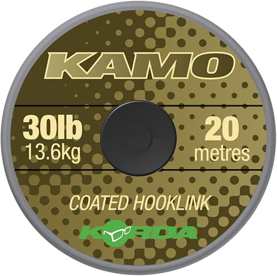 Korda Kamo Coated Braid, 30lb 20m, Tough and Abrasion Resistant, Easy to Strip, Camouflage Design