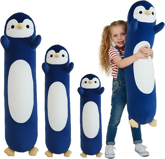 Kekeso Penguin Plush, Long Penguin Plush Pillow Ultra Soft Huggable Stuffed Animal Body Pillow for Kids Adults (Navy Blue, 60cm/23.62in)