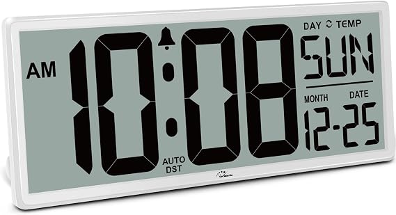 WallarGe 14.5'' Large Digital Wall Clock Battery Operated