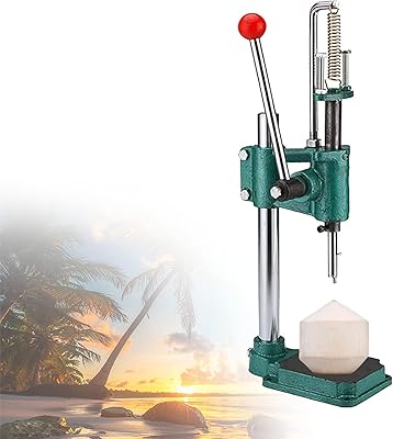 Manual Coconut Hole Opening Machine, Stainless Coconut Opener Tool Thick Metal Base, Fruit Opener Hand Press Driller Opener, Kitchen Tools for Coconut Fruit Shop Home Use-Green