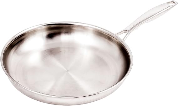 Swiss Diamond Stainless Steel 11" Fry Pan Premium Clad Induction Fry Pan Dishwasher Safe and Oven Safe Fry Pan