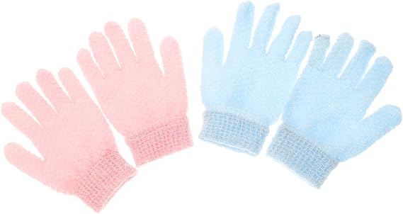 2 Pairs Gentle Exfoliating Shower Gloves with Rich Bubbles, Durable Polyester Material Bath Glove Scrubber for Spa and Body Care