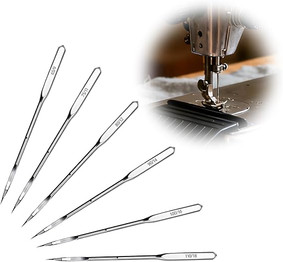 Sewing Machine Needles 80 pcs Universal 6 Sizes 65/9 75/11 80/12 90/14 100/16 110/18 Heavy Duty Needles Compatible with Brother Singer Janome Sewing Machine Compatible Accessories