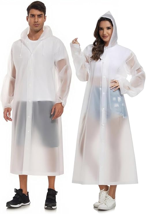 SaphiRose Extra Long Rain Ponchos for Adults - EVA Rain Coats Waterproof Unisex Rain Jacket with Drawstring Hood