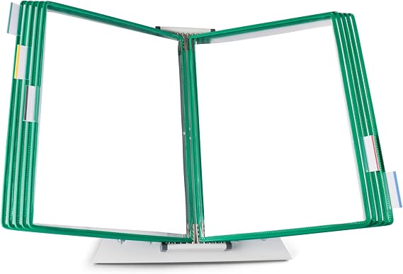 Tarifold Desktop Reference Display System, 10 Pockets, Expandable, Green
