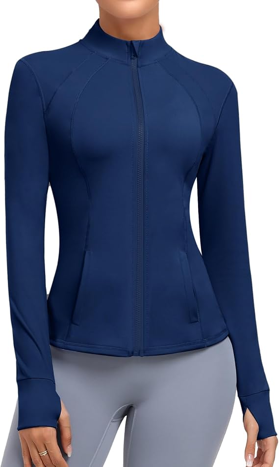 Womens Full Zip Running Track Jacket Midweight Fall Workout athletic Slim Fit Jacket