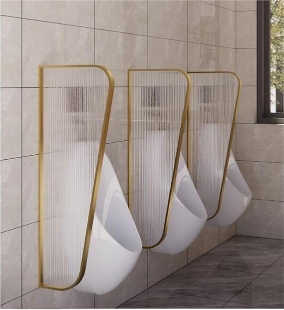 Urinal Partition 3 Pack, Glass Partition Wall, Men's Urinal Privacy Partition Screen, Wall Mounted Translucent Toilet Partition(Gold)