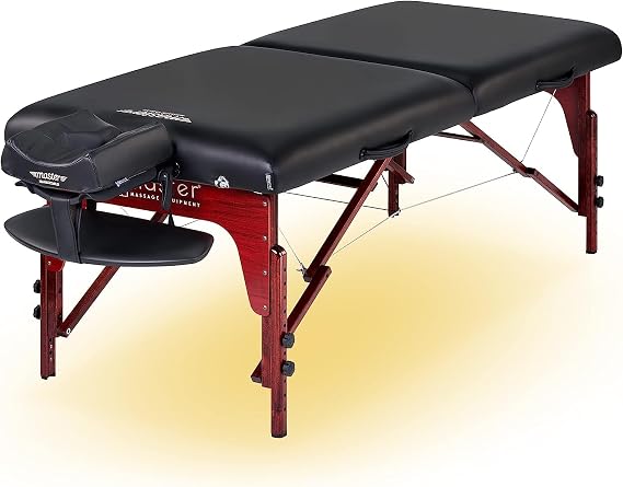 Master Massage 31" Extra Wide Montclair Pro Memory Foam Portable Massage Table Package in Black with Reiki and Ambient Lighting System