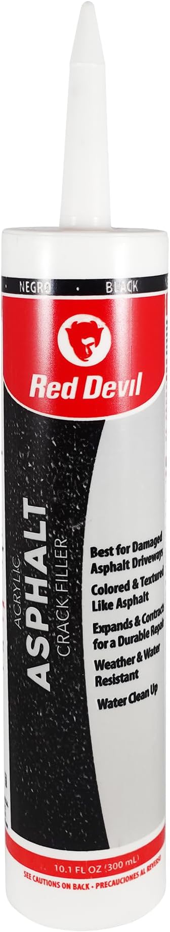 Red Devil 0637 Asphalt Crack Filler Sealant Black Acrylic Driveway Sealer for Cracks & Joints, Forms a Water-Resistant Seal, 10.1 fl oz, Made in USA