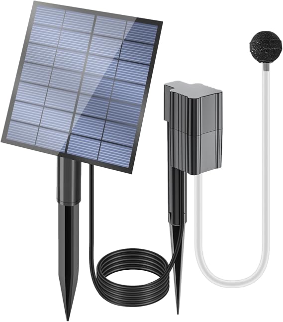 Solar Powered Pond Aerator - Solar Powered Fish Tank Aerator, Outdoor Aquarium Air Pump | Floating Solar Air Bubbler, Adjustable Oxygen Pump for Garden Pond, Fishing Tank, Hydroponic System