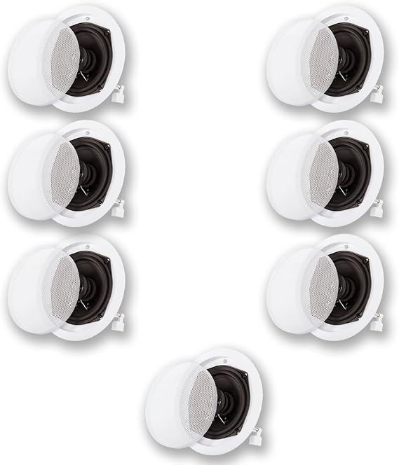 Acoustic Audio R191 in Ceiling/in Wall 7 Speaker Set 2 Way Home Theater 1400 Watt R191-7S