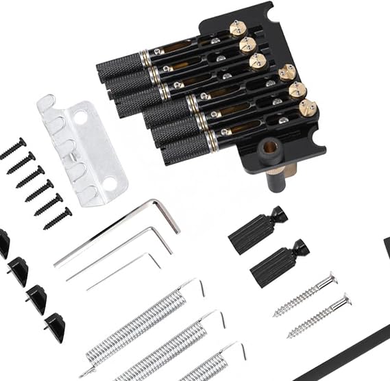 Black 7 Strings Headless Electric Guitar Bridge Brass Base Headless Guitar Bridge Set (Color : 6 Strings vibrato)
