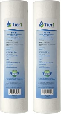 Tier1 1 Micron 10 Inch x 2.5 Inch | 2-Pack Spun Wound Polypropylene Whole House Sediment Water Filter Replacement Cartridge | Compatible with Pentek P1, PX01-9-78, SDC-25-1001, Home Water Filter