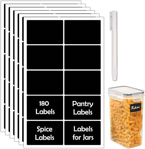 180Pcs Chalkboard Labels for Jars, Waterproof Reusable Blackboard Stickers with 2 Liquid Chalk Markers, Organization Labels Removable (Brown, Round)