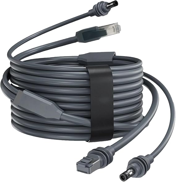 5M/16フィート 2-in-1 Starlink ミニイーサネットケーブル、統合DC電源+ギガビットイーサネット交換用コード、RVマリンキャンプ用防水アウトドアケーブル