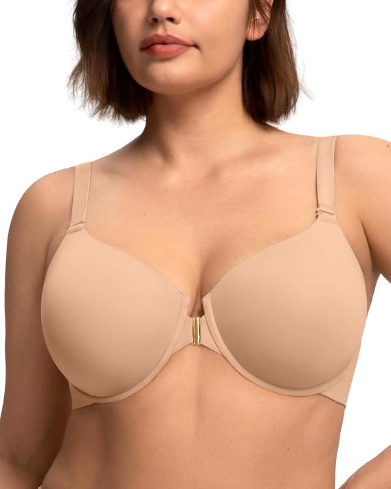 HSIA Minimizer Bras for Women Full Coverage Front Closure Racerback Tshirt